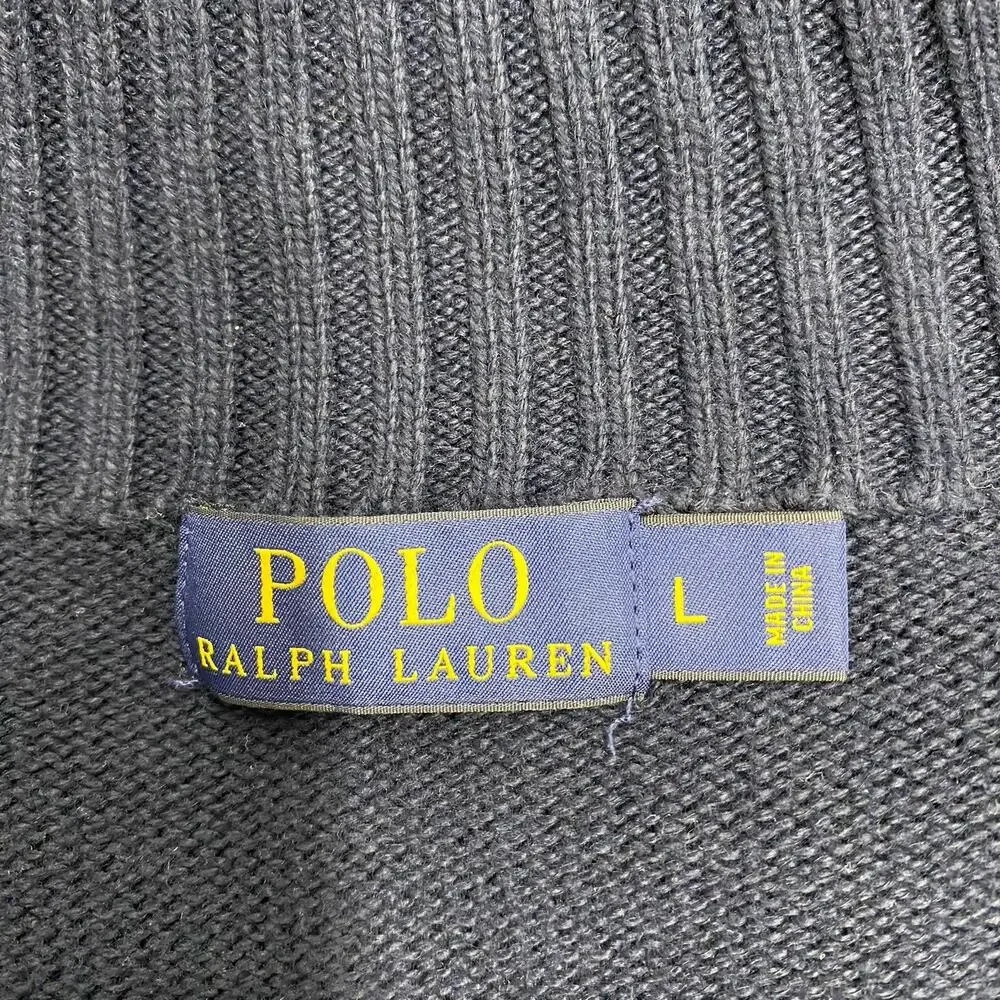 Polo Ralph Lauren Mens Large Navy 1/4 Zip Pullover Preppy Golf Luxury Sweater